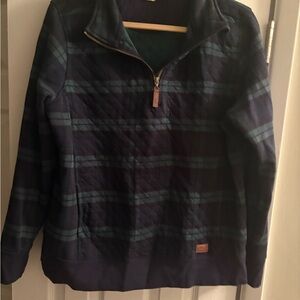 L.L. Bean Men's Blue and Green Zip-Up Sweater